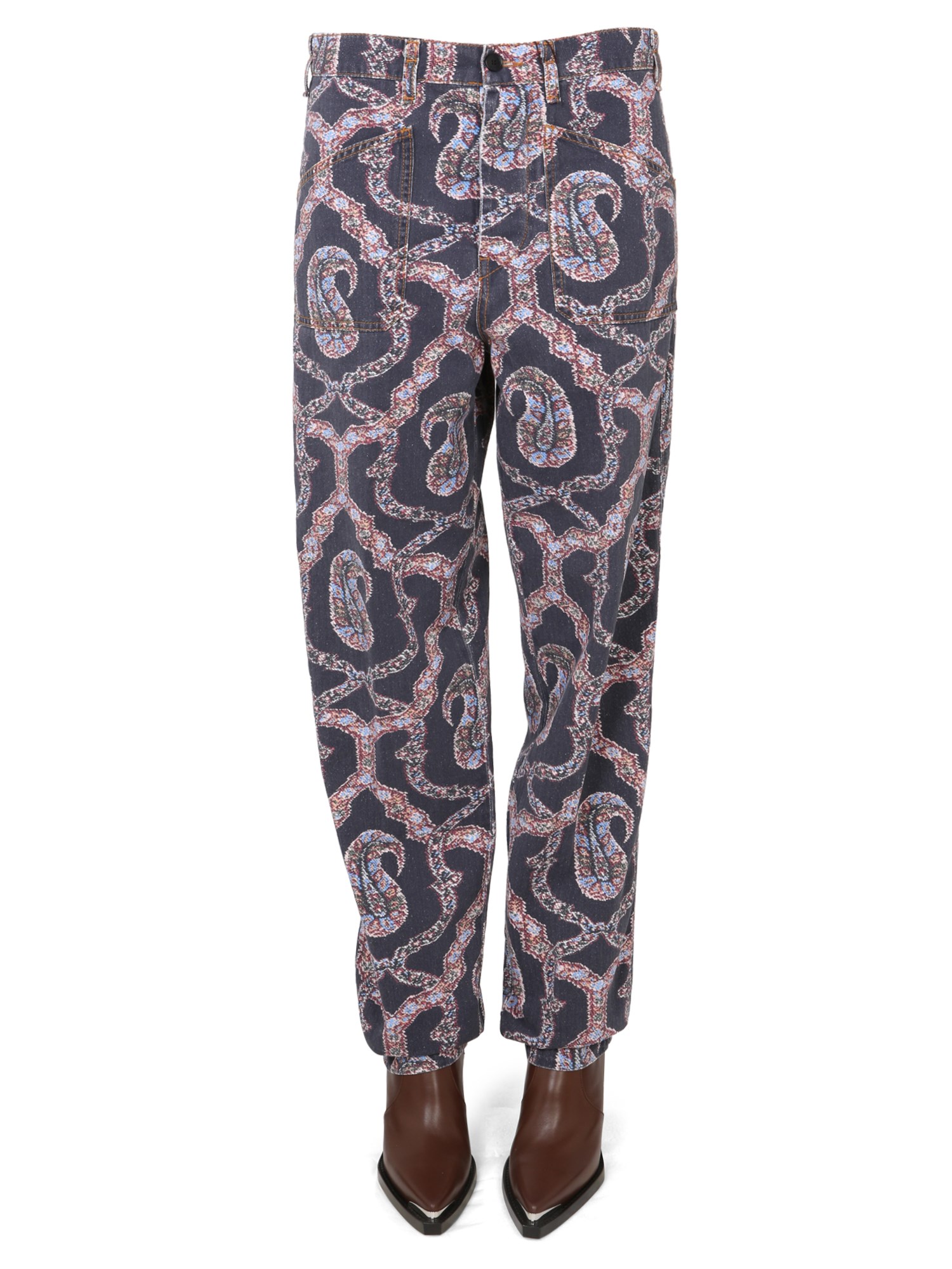 ETRO    COTTON PAISLEY DENIM PANTS