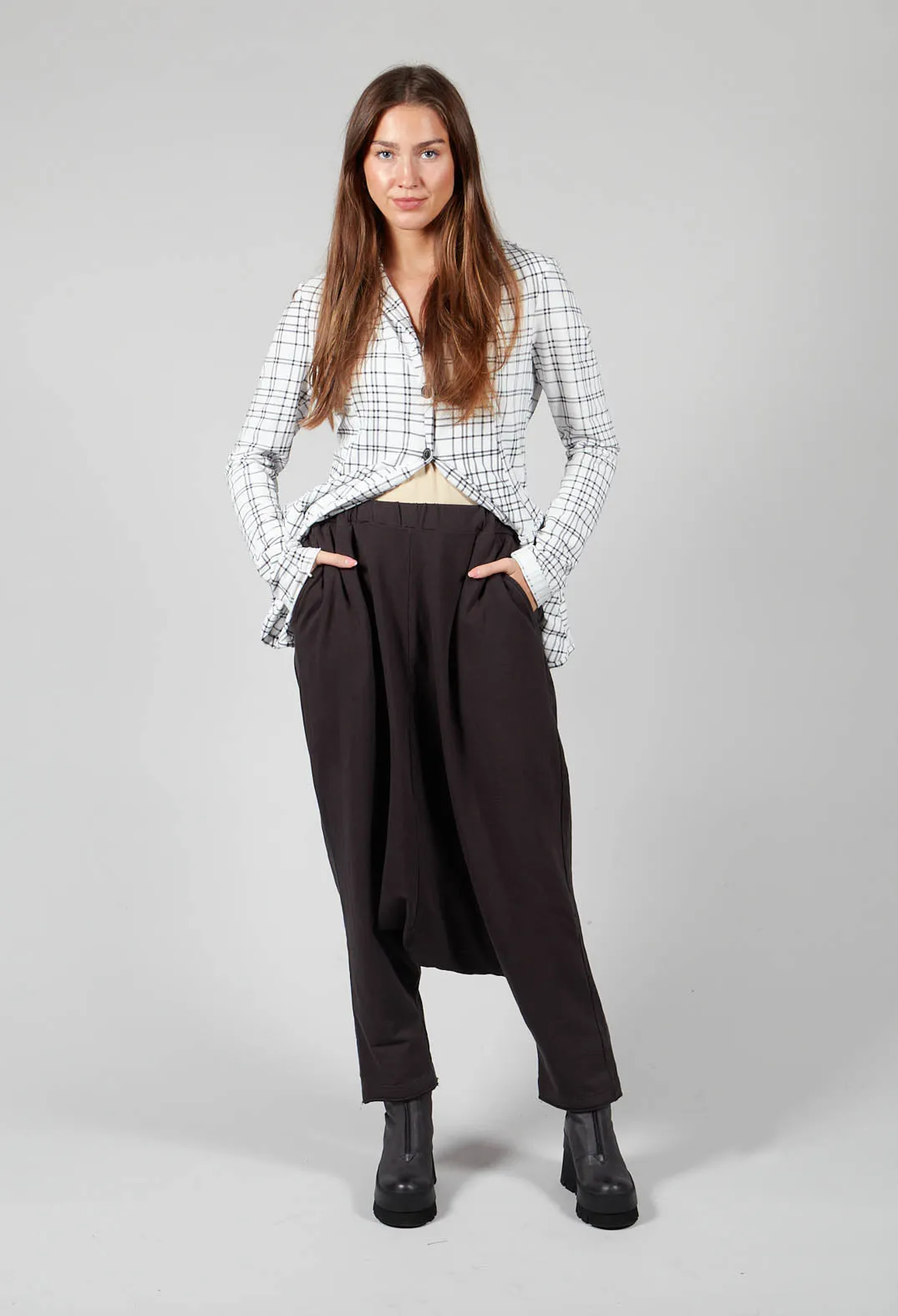 Extra Low Drop Crotch Trousers in Mocca