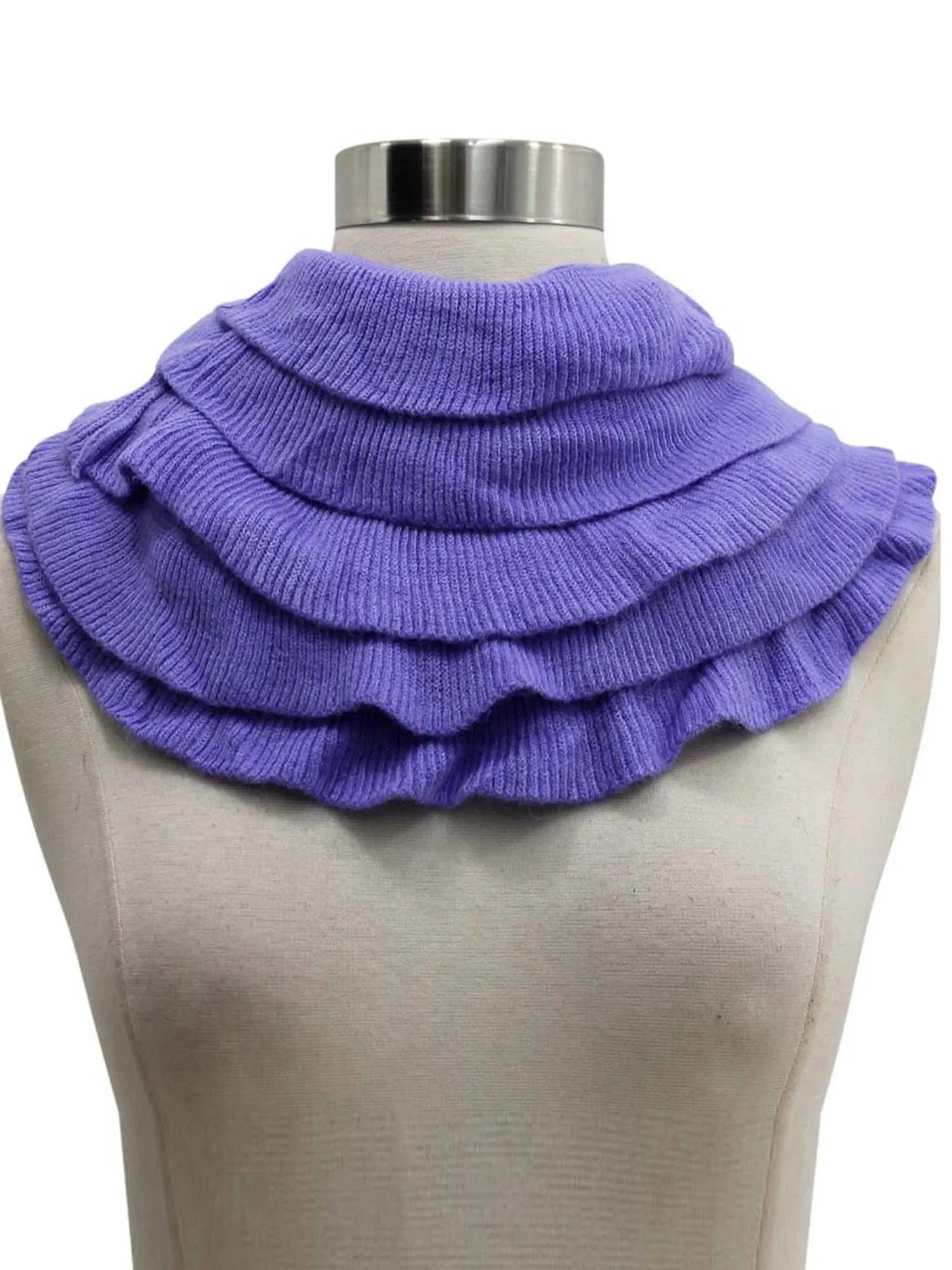 Feminine Ruffled Knit Winter Infinity Scarf