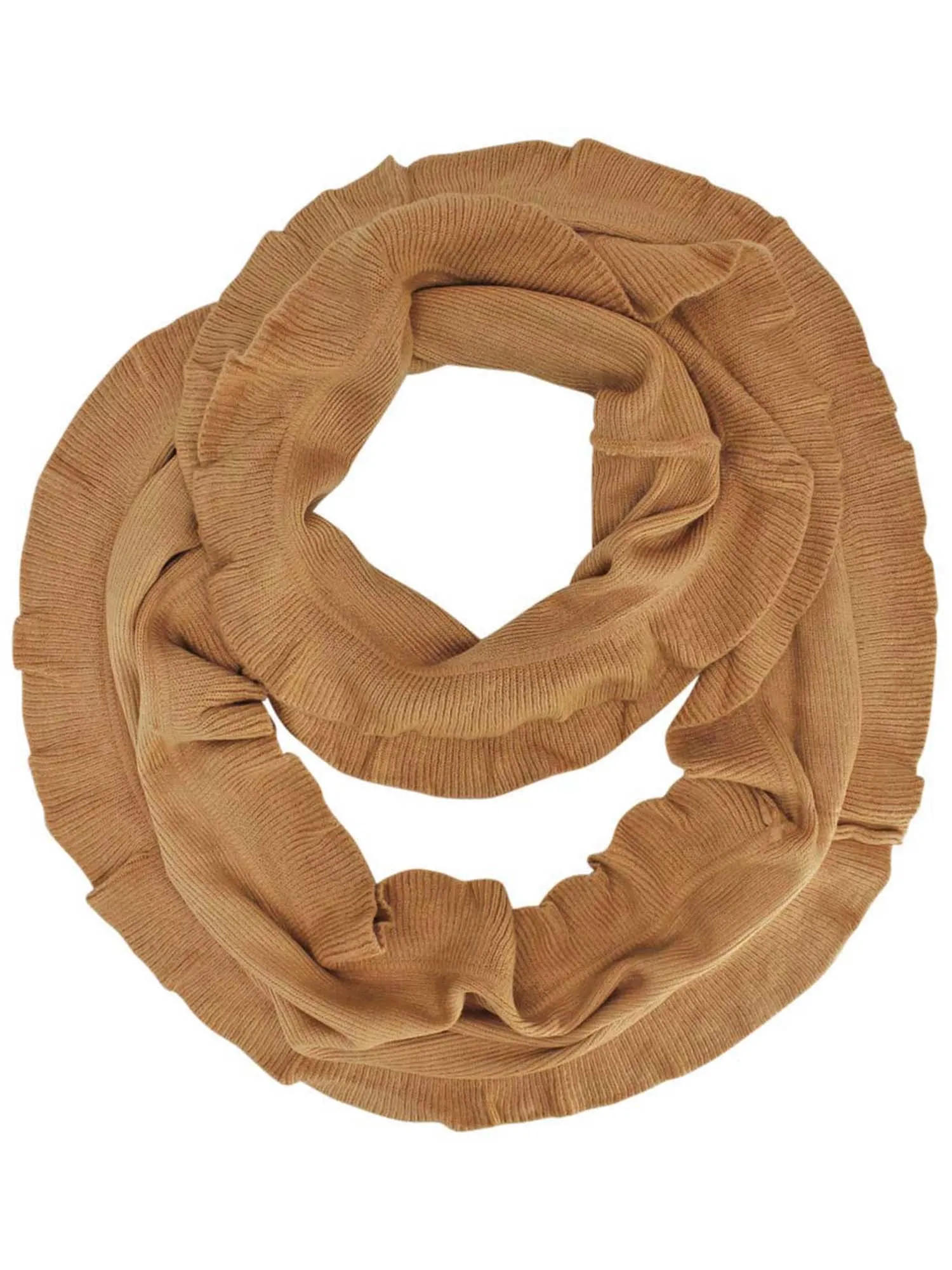 Feminine Ruffled Knit Winter Infinity Scarf