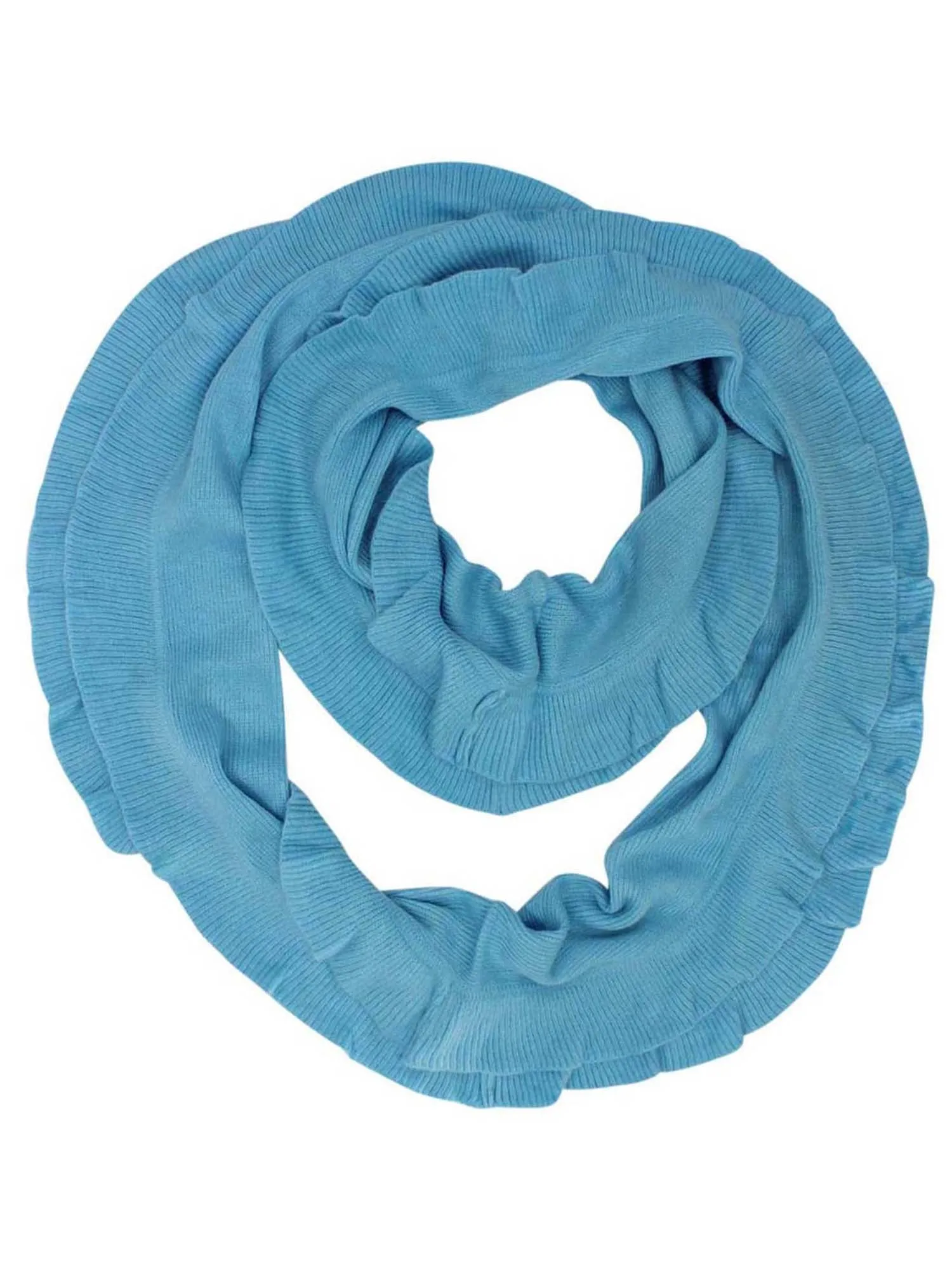 Feminine Ruffled Knit Winter Infinity Scarf