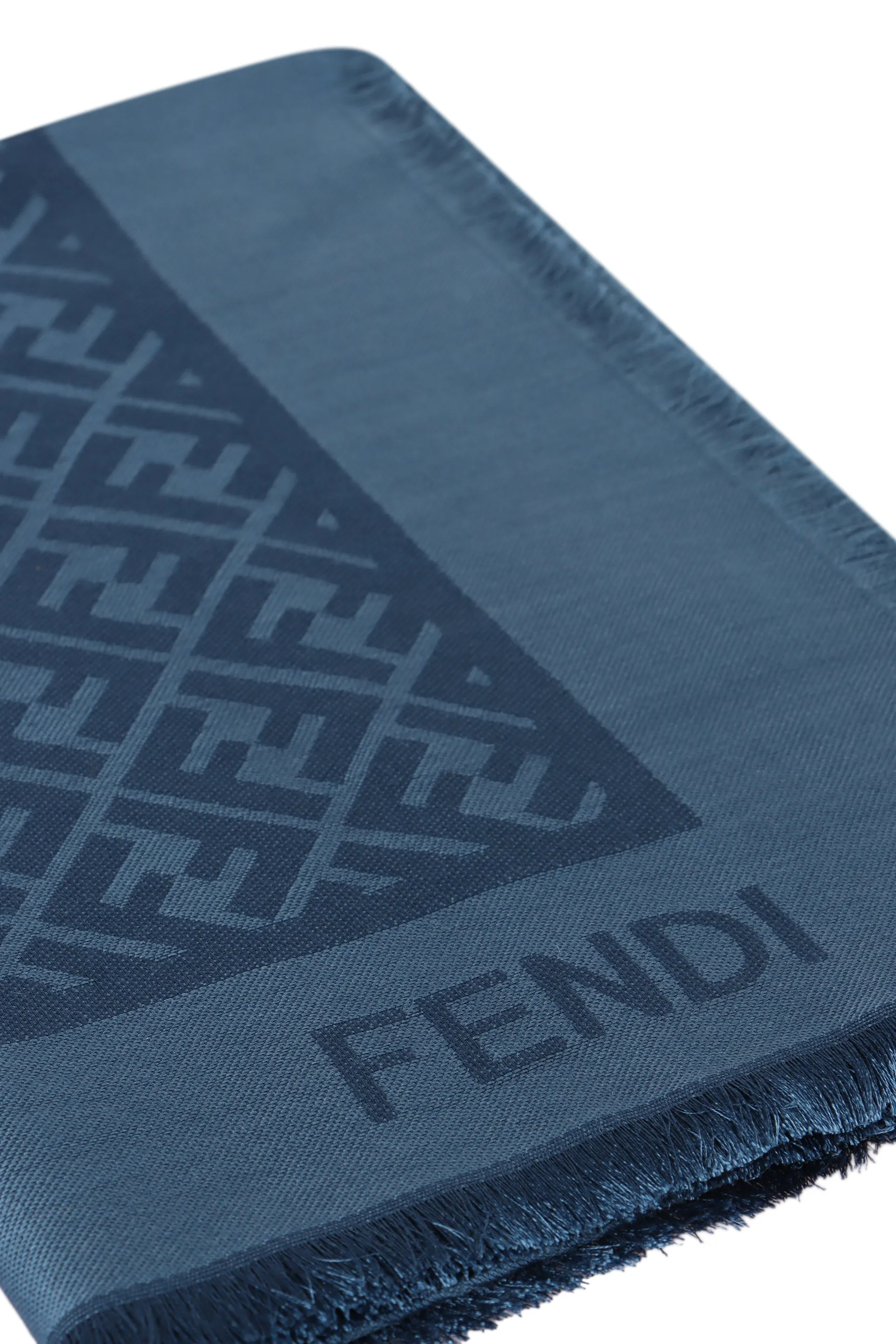 FENDI Wool and Silk Blend Fringed Scarf - 140x140 cm