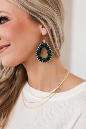 Festive Days Raffia Earrings- Hunter Green