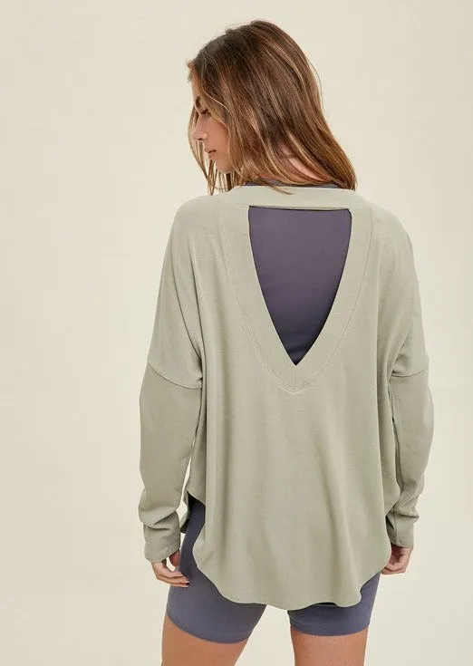 FINAL SALE - Sage Open Back Knit Top