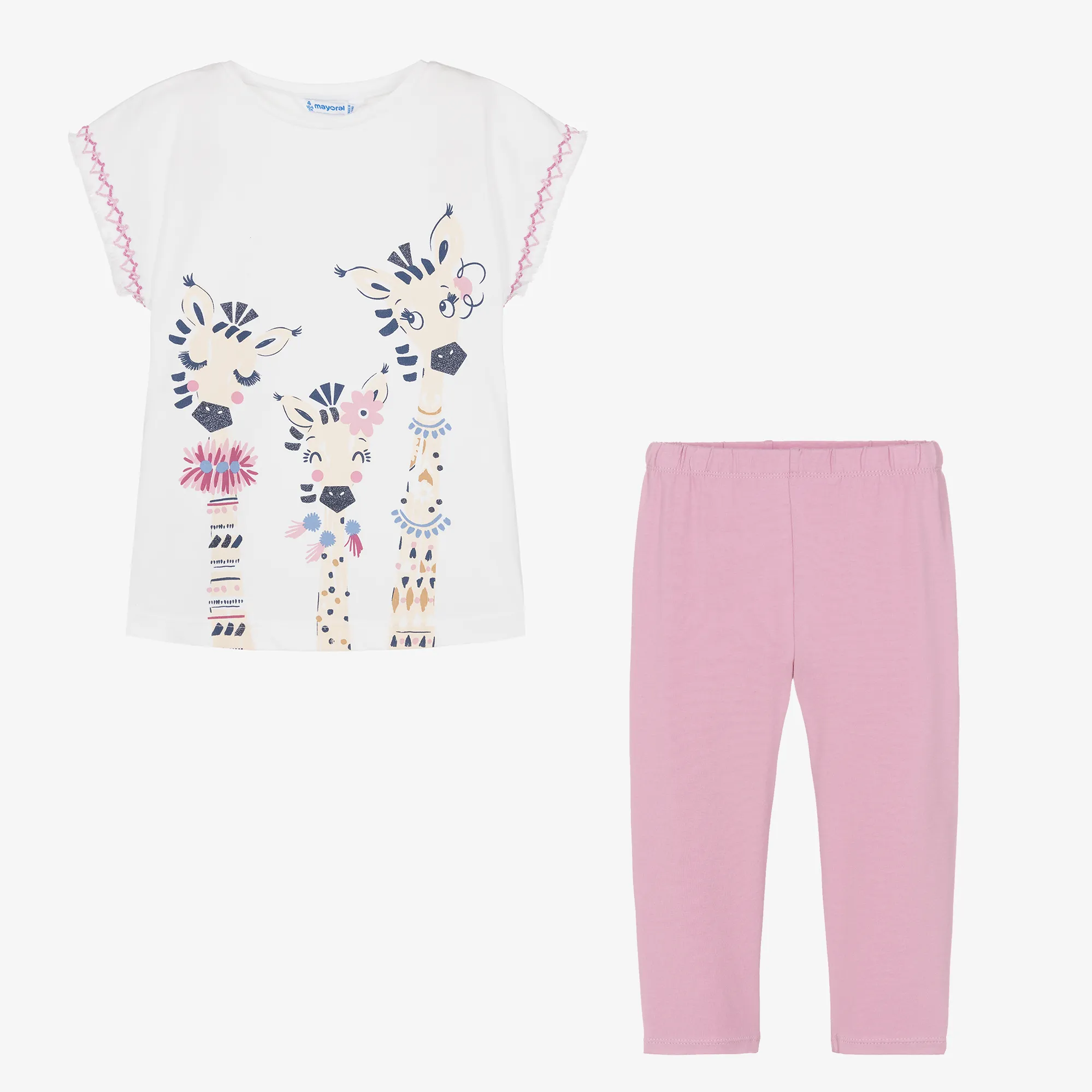 Girls Lilac Pink Cotton Leggings Set