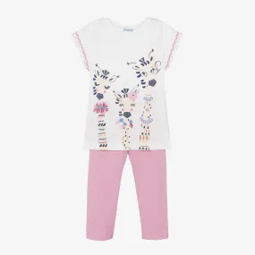 Girls Lilac Pink Cotton Leggings Set