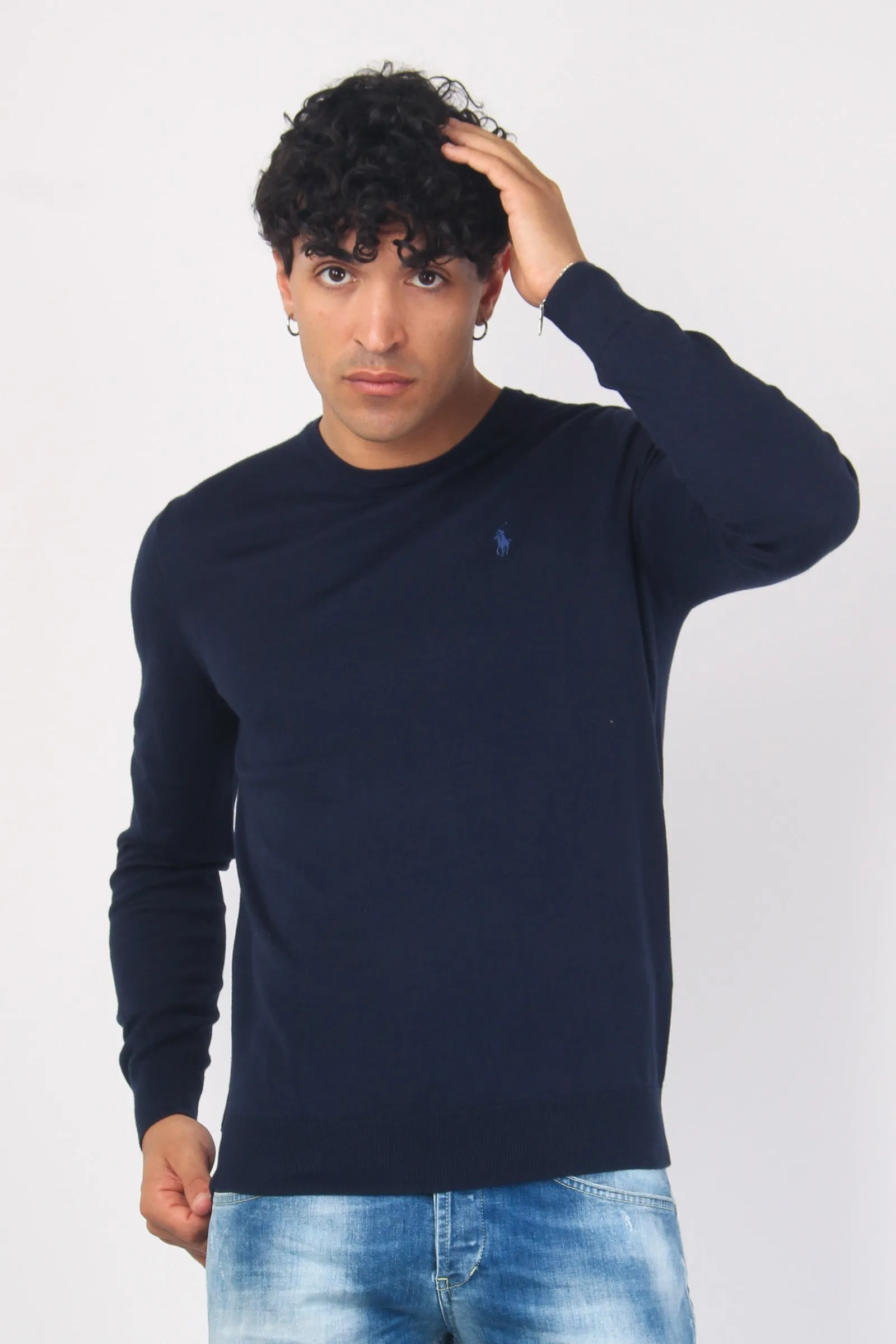 Girocollo Cotone Slim Fit Hunter Navy