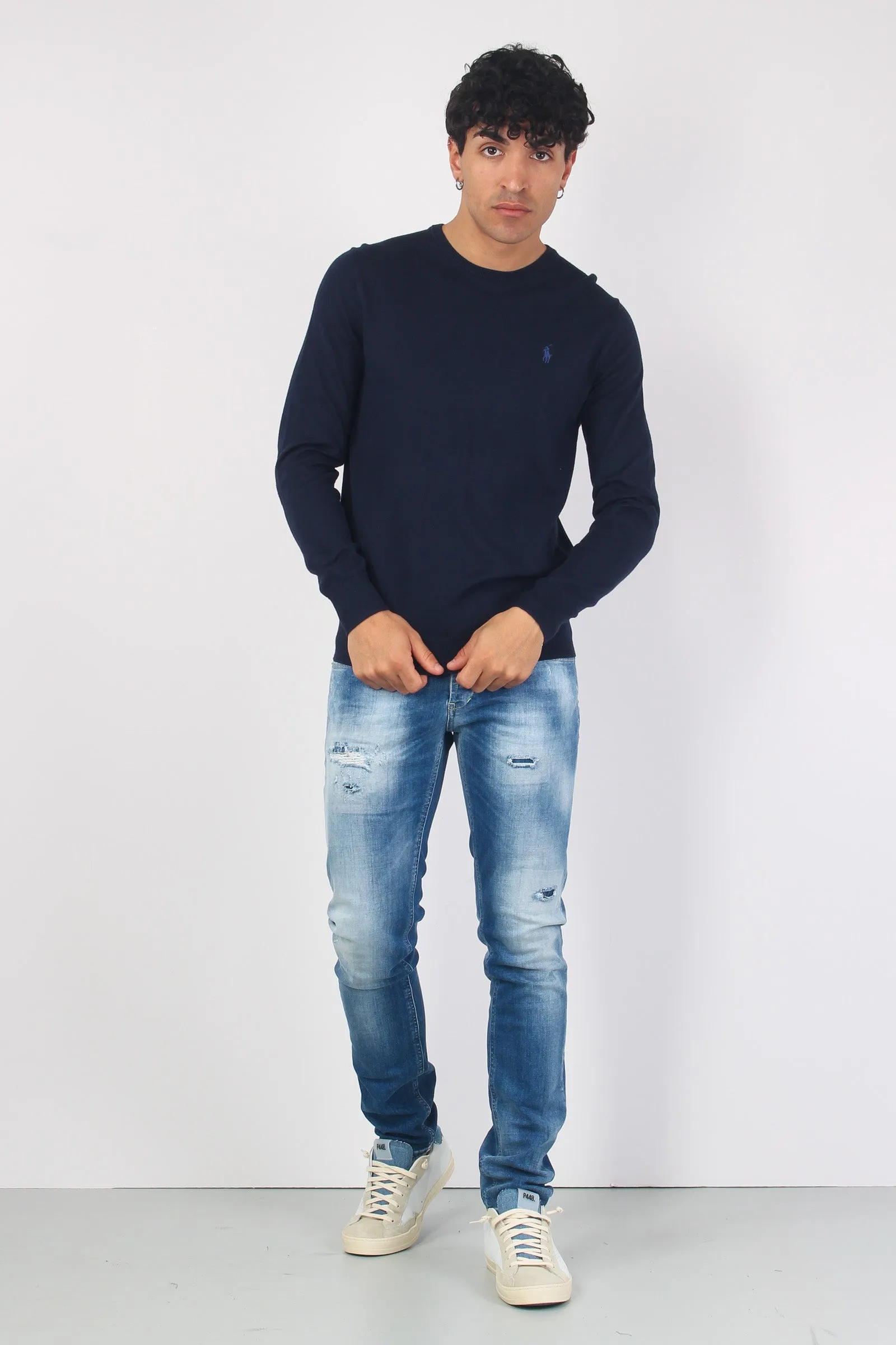 Girocollo Cotone Slim Fit Hunter Navy