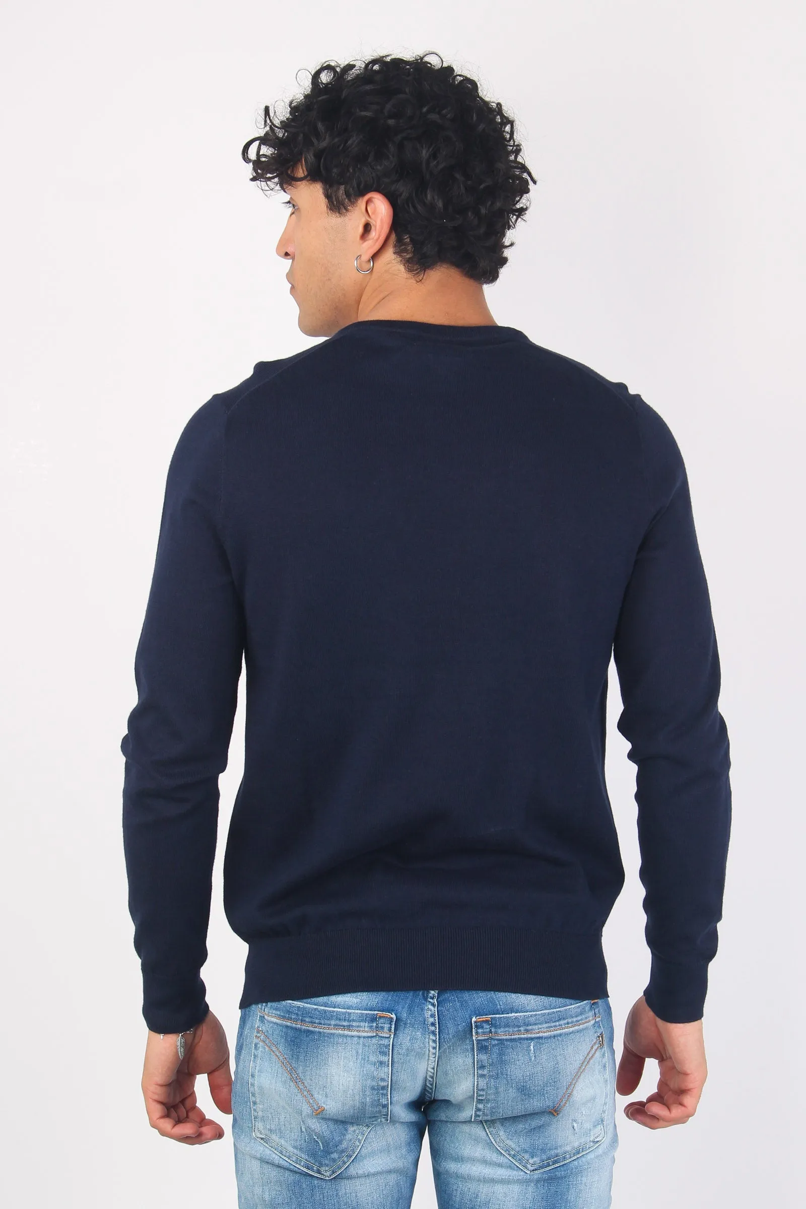 Girocollo Cotone Slim Fit Hunter Navy