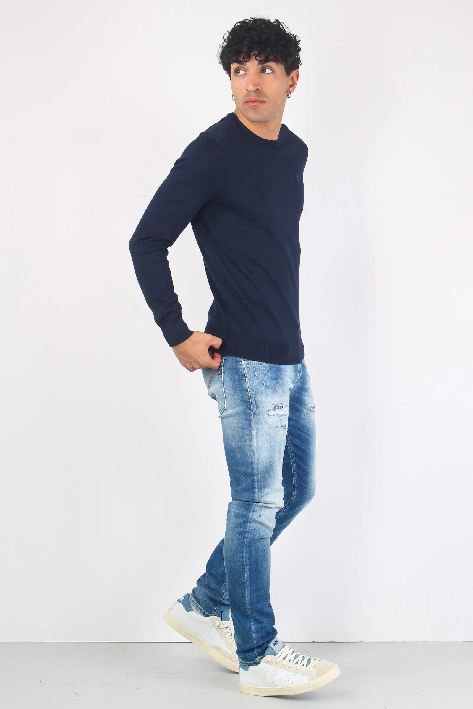 Girocollo Cotone Slim Fit Hunter Navy