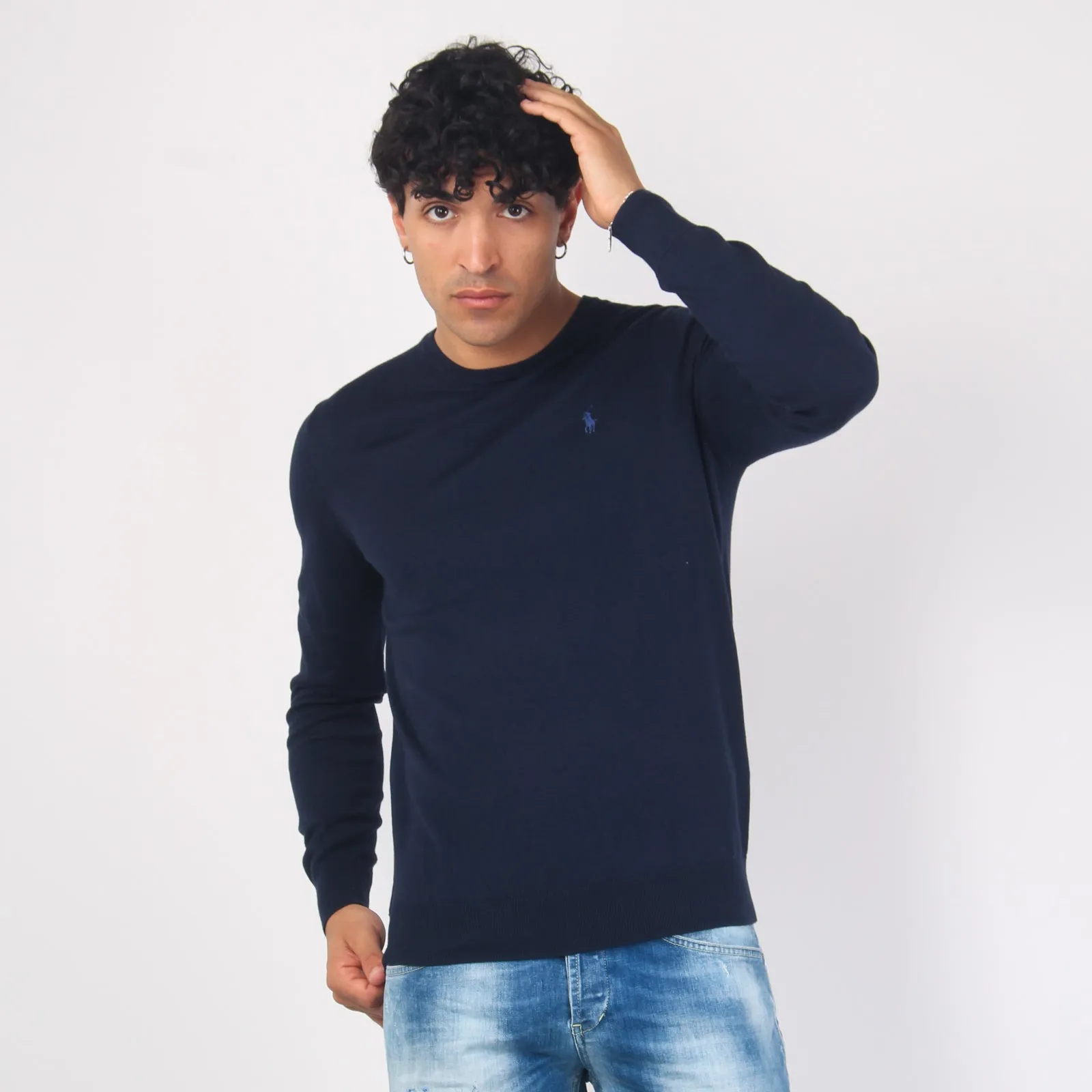 Girocollo Cotone Slim Fit Hunter Navy