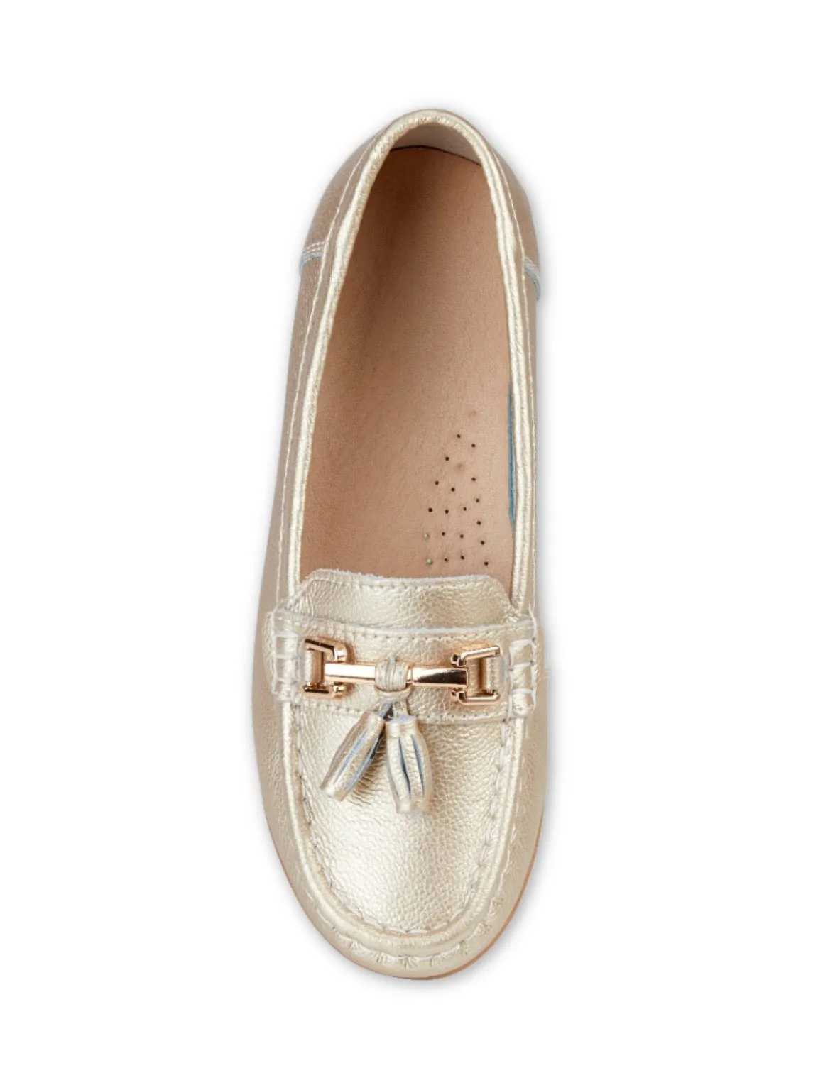 Gold Leather Tassel Loafer Size 8