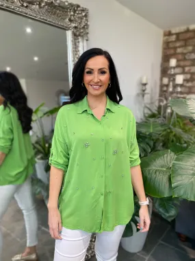 Green Embellished Blouse Ida