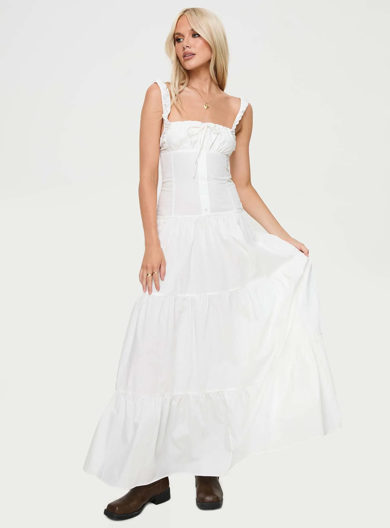 Heart Shaped Maxi Dress White