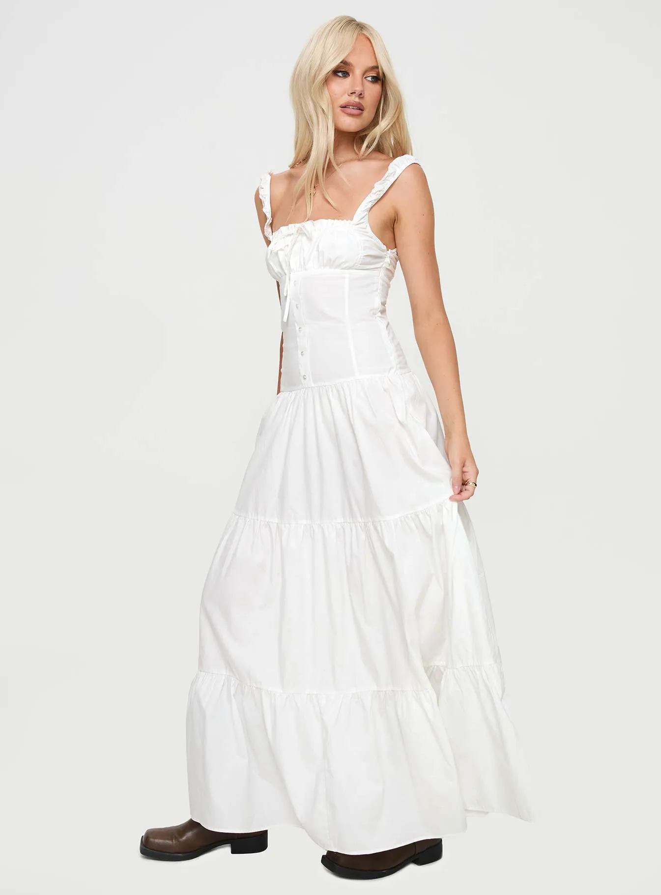 Heart Shaped Maxi Dress White