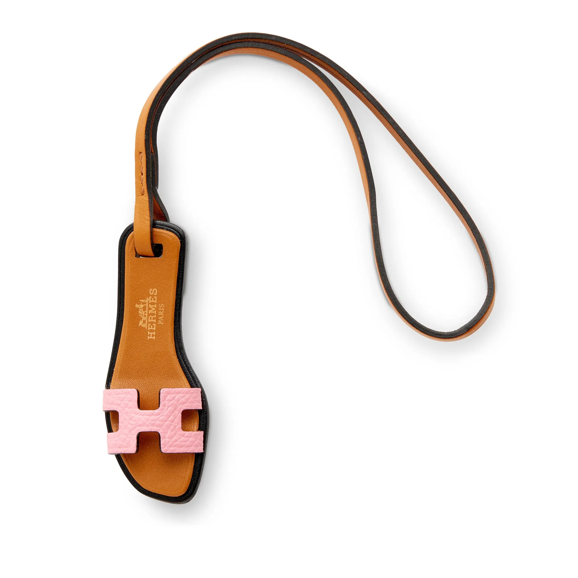 Hermès Rose Confetti Epsom, Black Hunter and Gold Butler Leather Oran Nano Charm