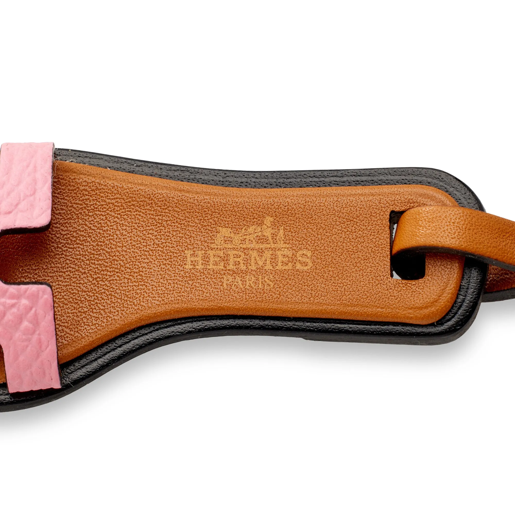 Hermès Rose Confetti Epsom, Black Hunter and Gold Butler Leather Oran Nano Charm