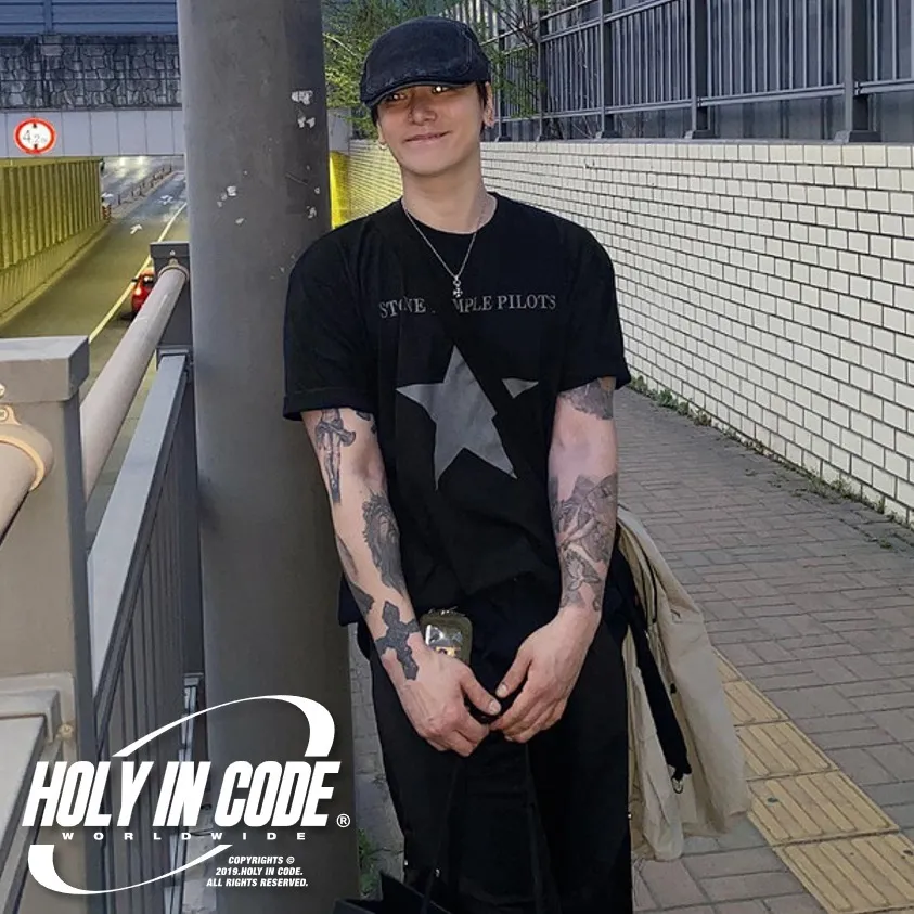 HOLY IN CODE  |Crew Neck Pullovers Star Unisex Street Style U-Neck Cotton