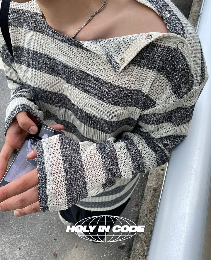 HOLY IN CODE  |Crew Neck Pullovers Stripes Unisex Street Style U-Neck