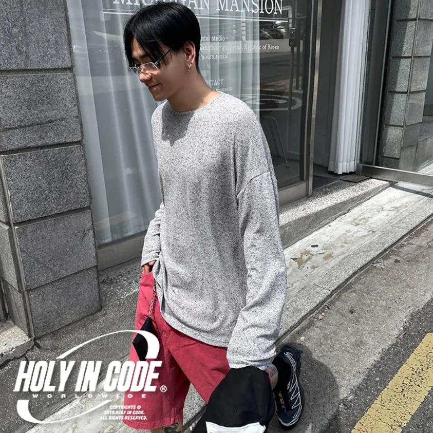 HOLY IN CODE  |Crew Neck Pullovers Unisex Linen Street Style U-Neck