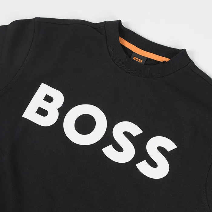 Hugo Boss  |Crew Neck Long Sleeves Plain Cotton Logo Sweatshirts