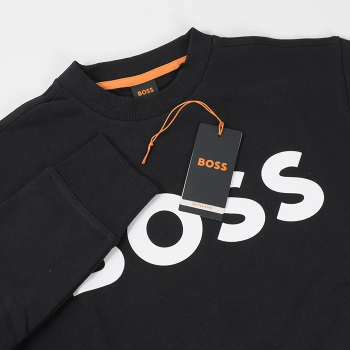 Hugo Boss  |Crew Neck Long Sleeves Plain Cotton Logo Sweatshirts