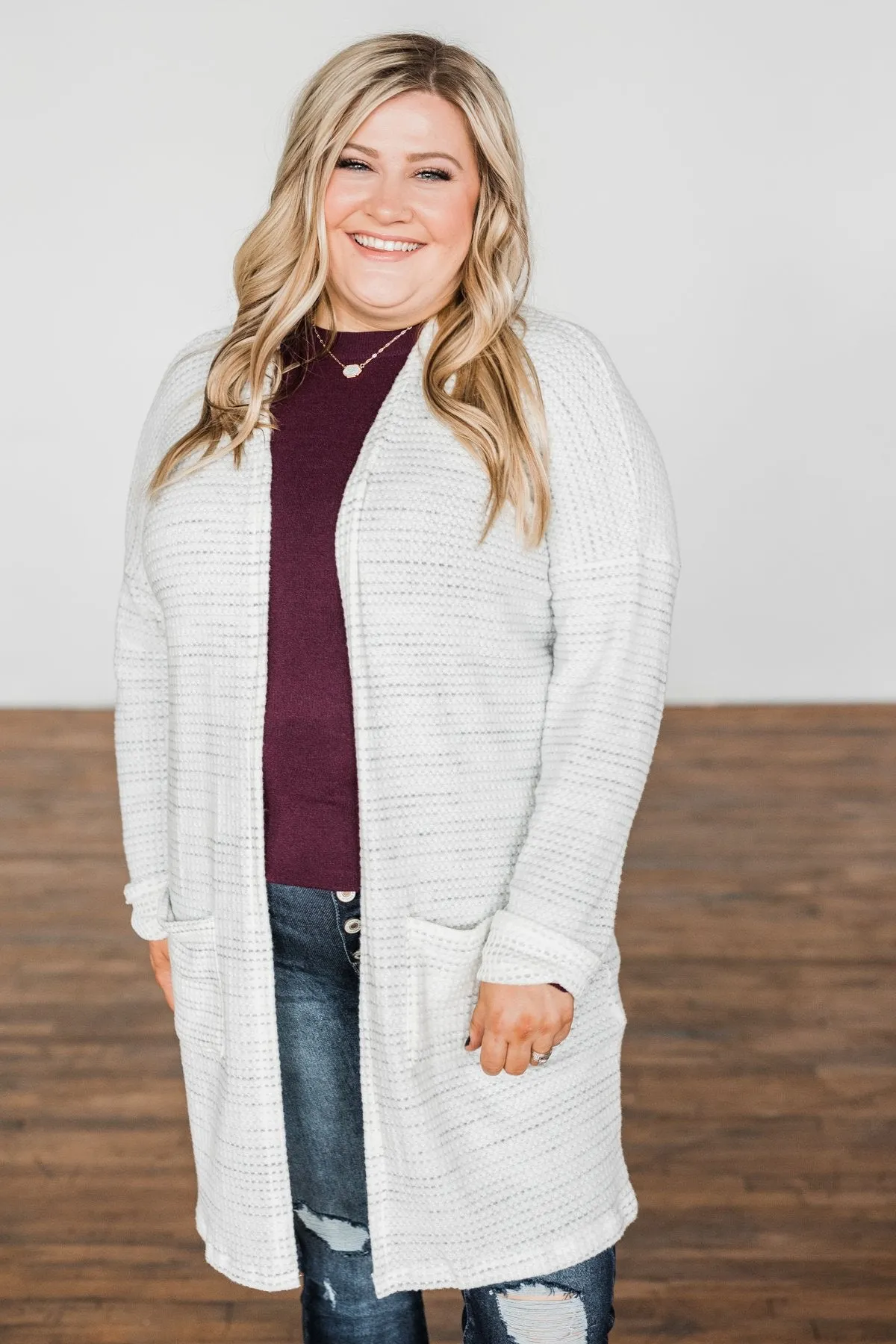 Into The Stars Lightweight Cardigan- Ivory & Grey