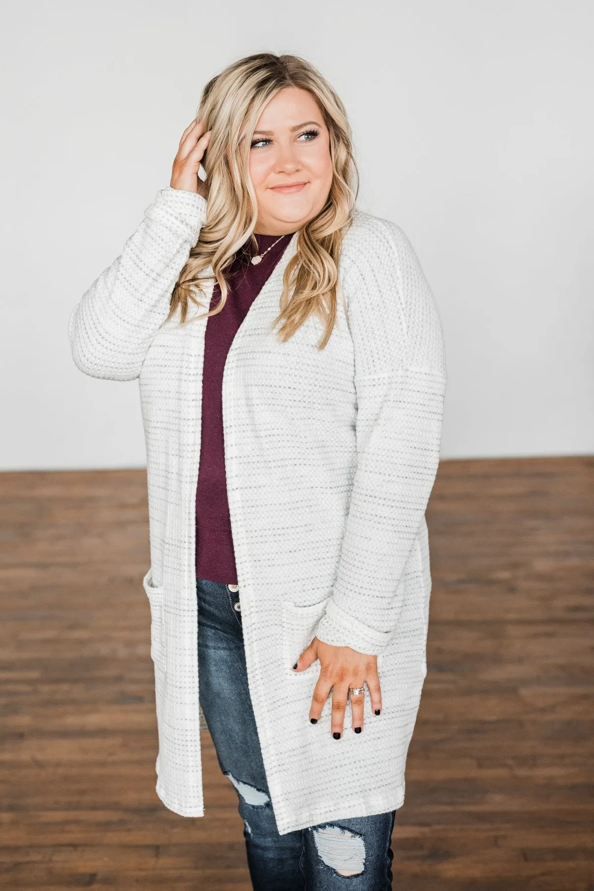 Into The Stars Lightweight Cardigan- Ivory & Grey