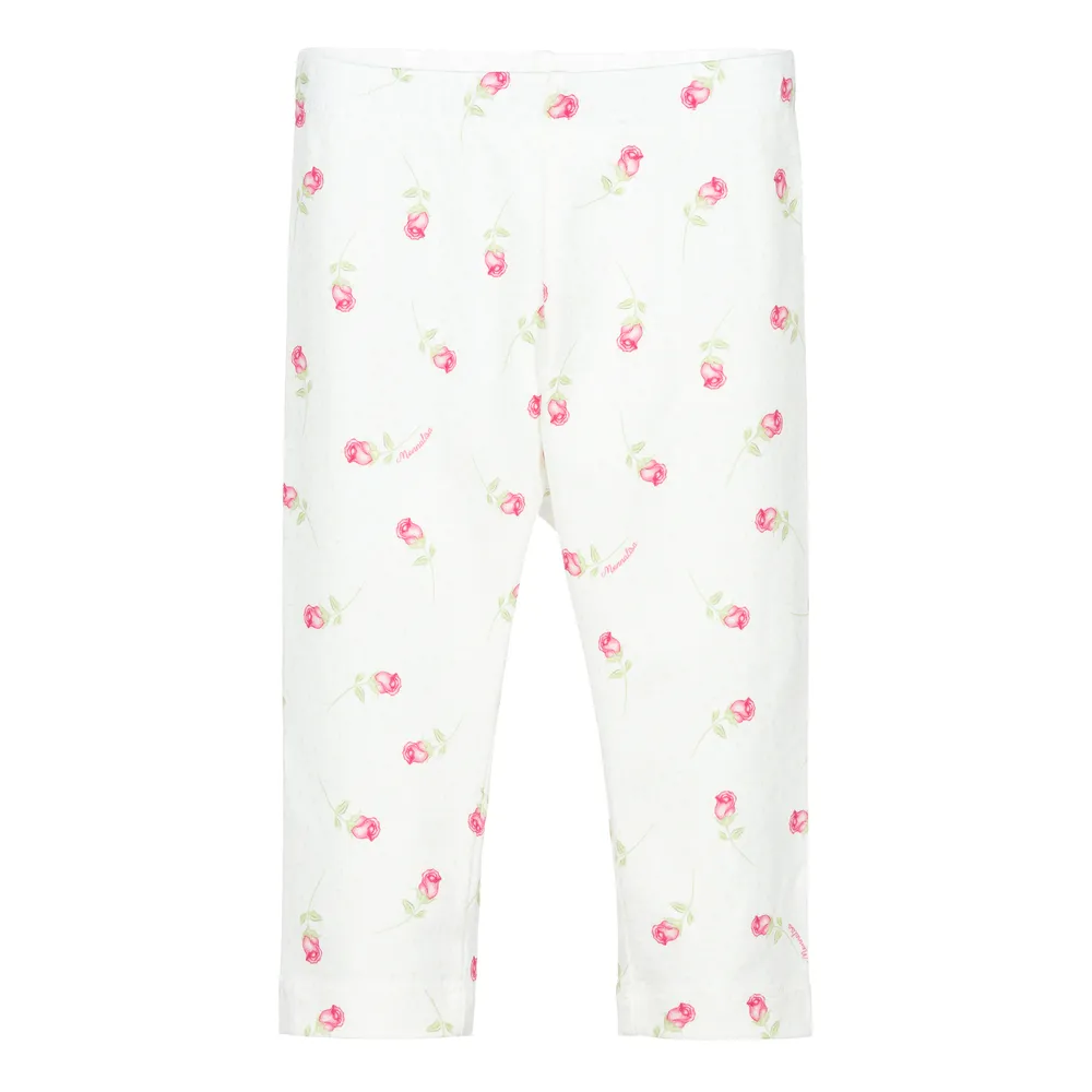 Ivory & Pink Floral Leggings