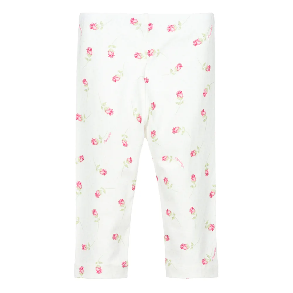 Ivory & Pink Floral Leggings