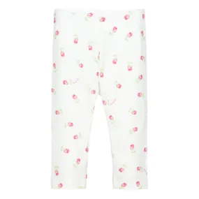 Ivory & Pink Floral Leggings