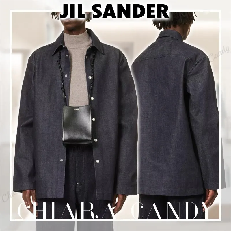 Jil Sander  |Denim Long Sleeves Plain Cotton Designers Shirts