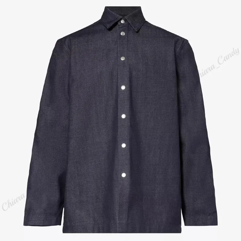 Jil Sander  |Denim Long Sleeves Plain Cotton Designers Shirts