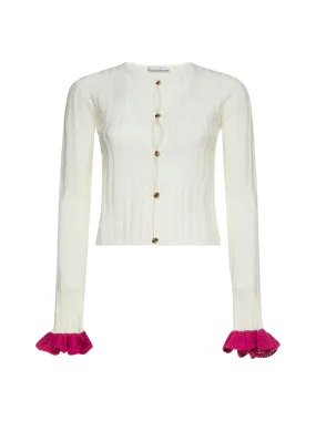 JW Anderson Ruffle-Detailed Knitted Buttoned Cardigan