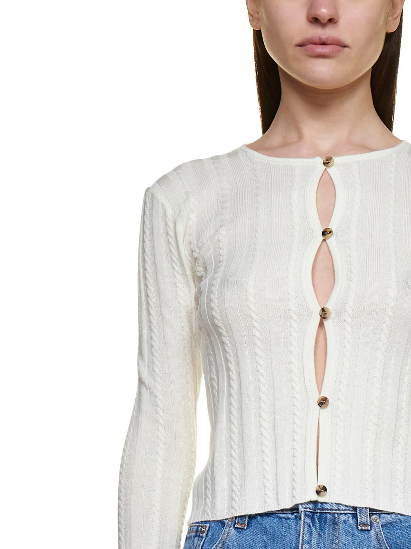 JW Anderson Ruffle-Detailed Knitted Buttoned Cardigan