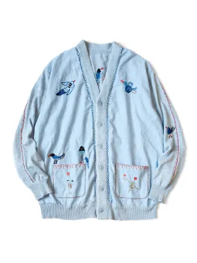 Kapital Knit x Chambray Cardigan (Magpie Embroidery)