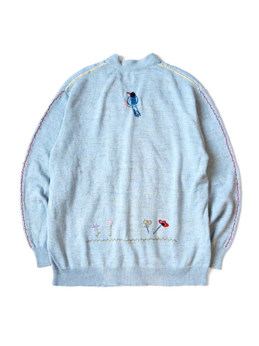 Kapital Knit x Chambray Cardigan (Magpie Embroidery)