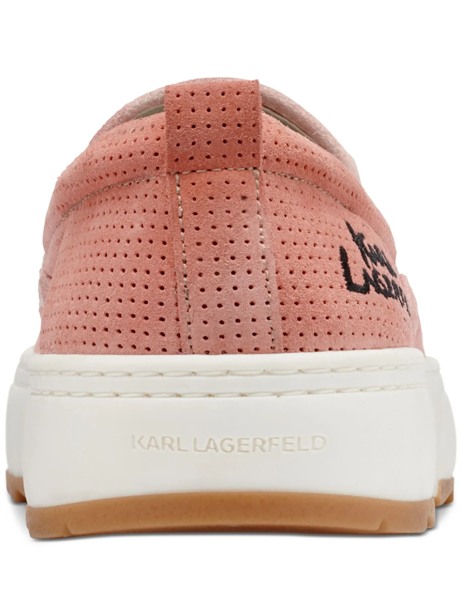 KARL LAGERFELD Mens Pink Tie-Dye Cushioned Perforated Round Toe Slip On Leather Sneakers Shoes