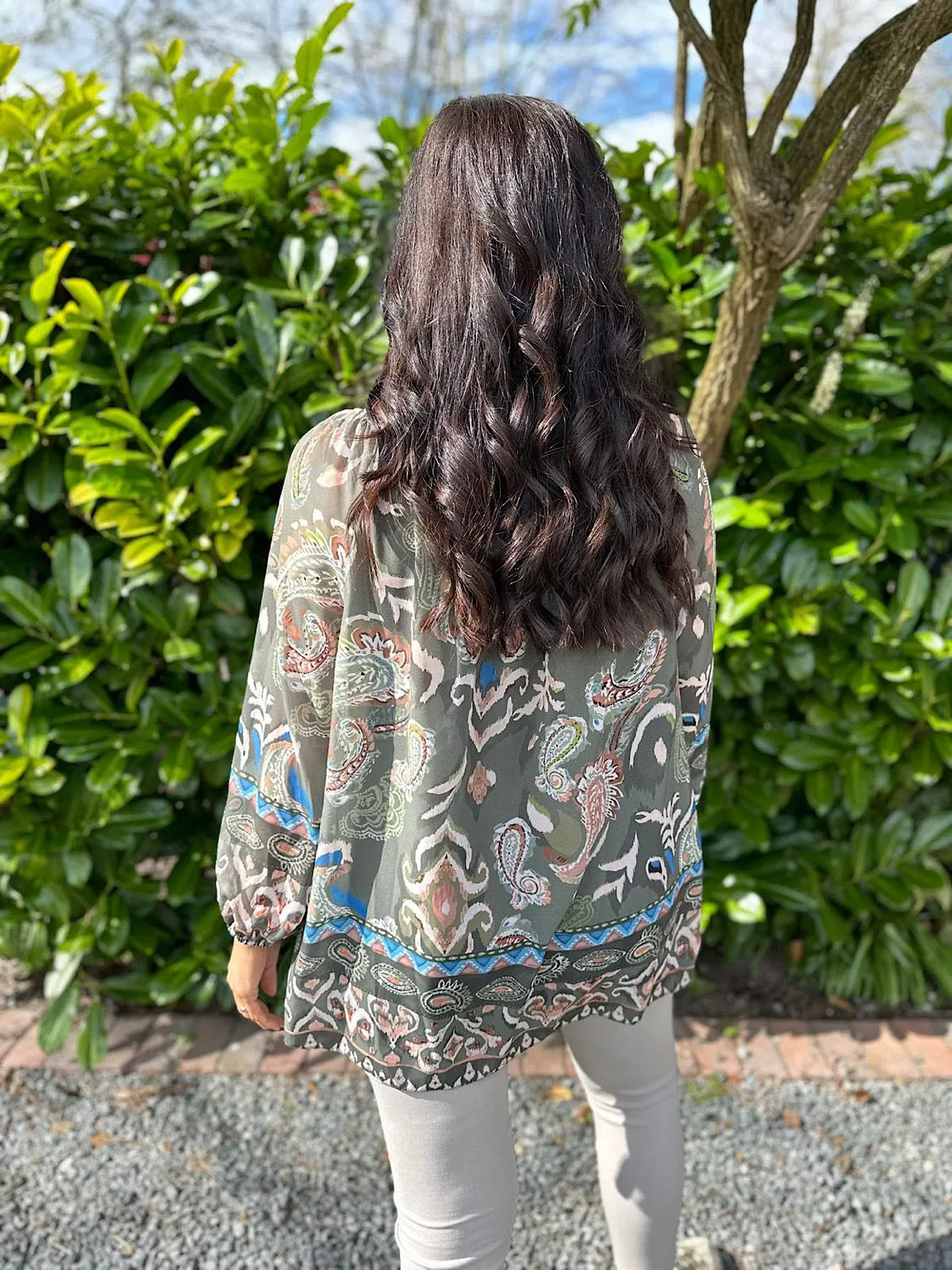 Khaki Layered Paisley Print Blouse Ashleigh