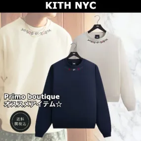 KITH NYC  |Crew Neck Pullovers Flower Patterns Unisex Street Style