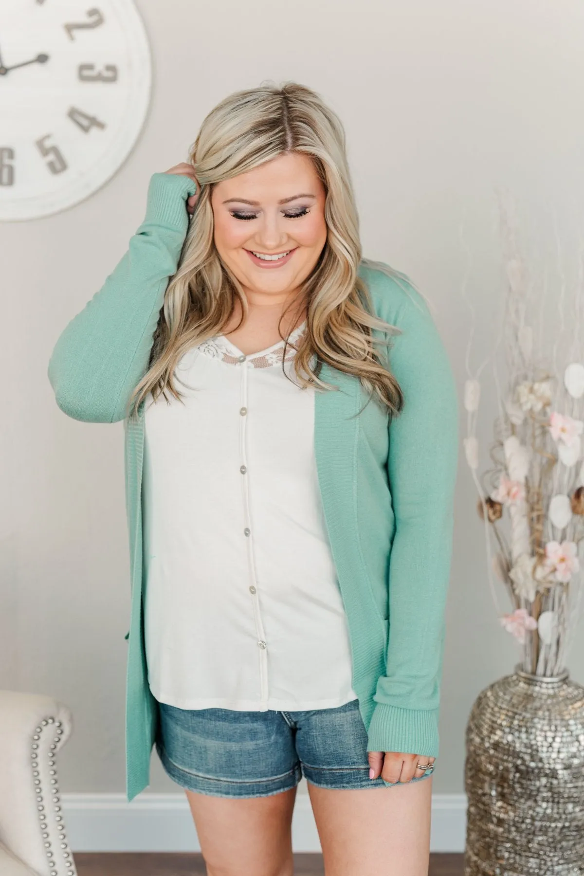 Light Weight Open Front Cardigan- Deep Aqua