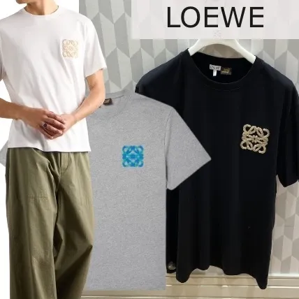 LOEWE  |Crew Neck Pullovers Unisex Street Style Plain Cotton