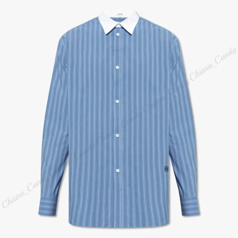 LOEWE  |Stripes Long Sleeves Cotton Logo Luxury Shirts