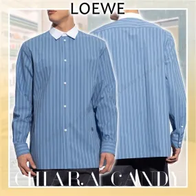 LOEWE  |Stripes Long Sleeves Cotton Logo Luxury Shirts