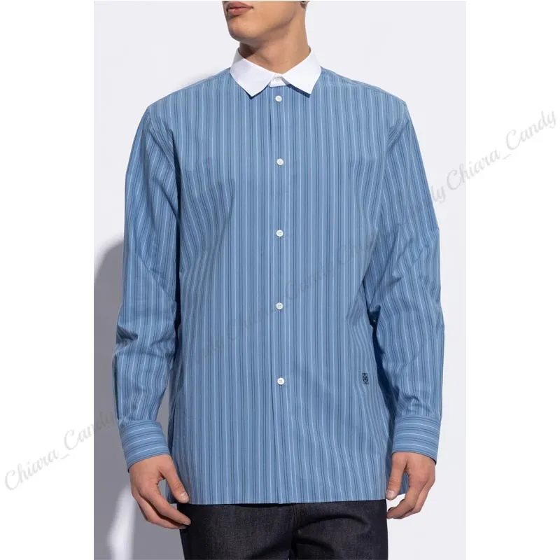 LOEWE  |Stripes Long Sleeves Cotton Logo Luxury Shirts