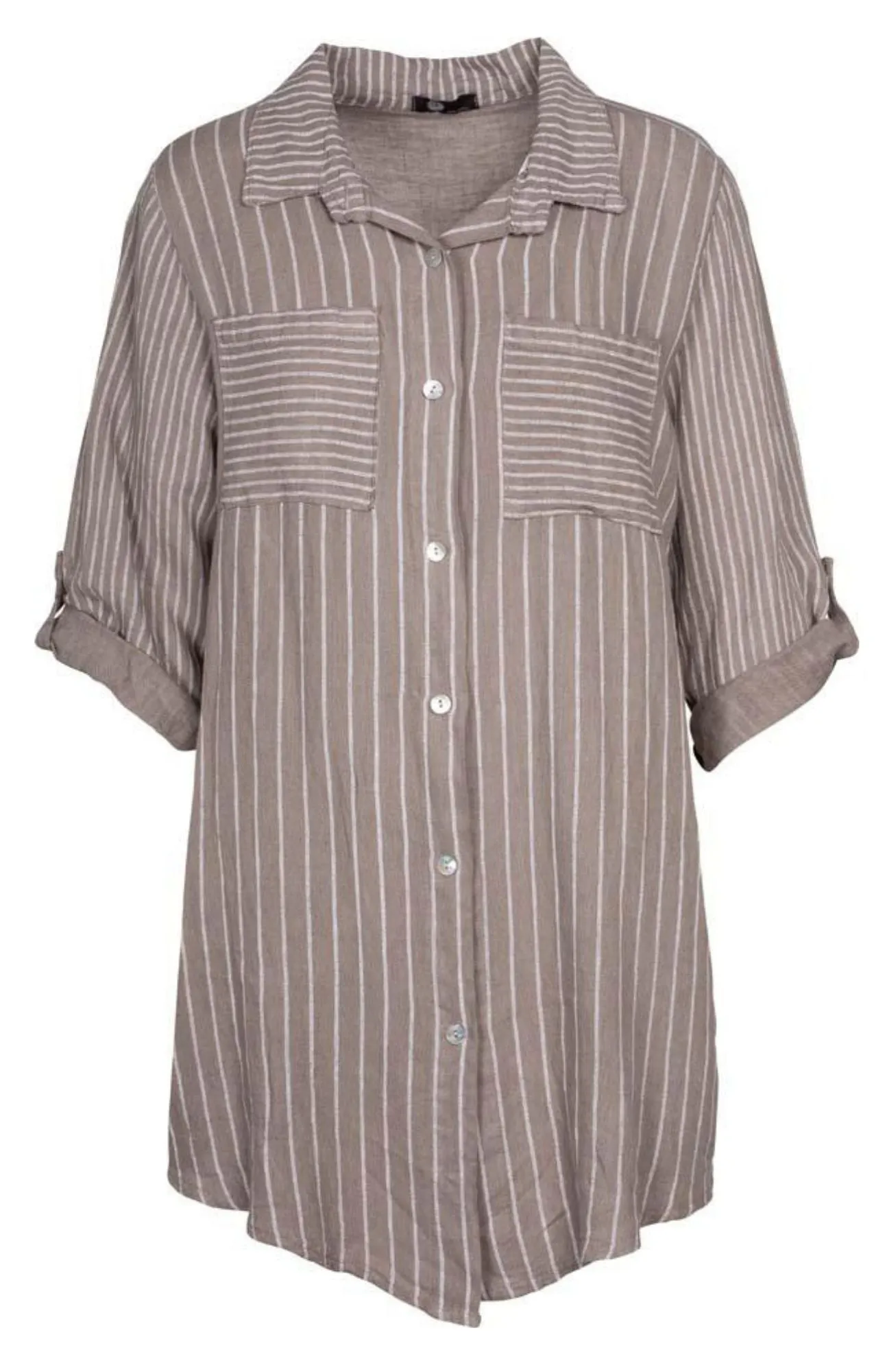 M Made in Italy - Plus Size Striped Button Down Shirt