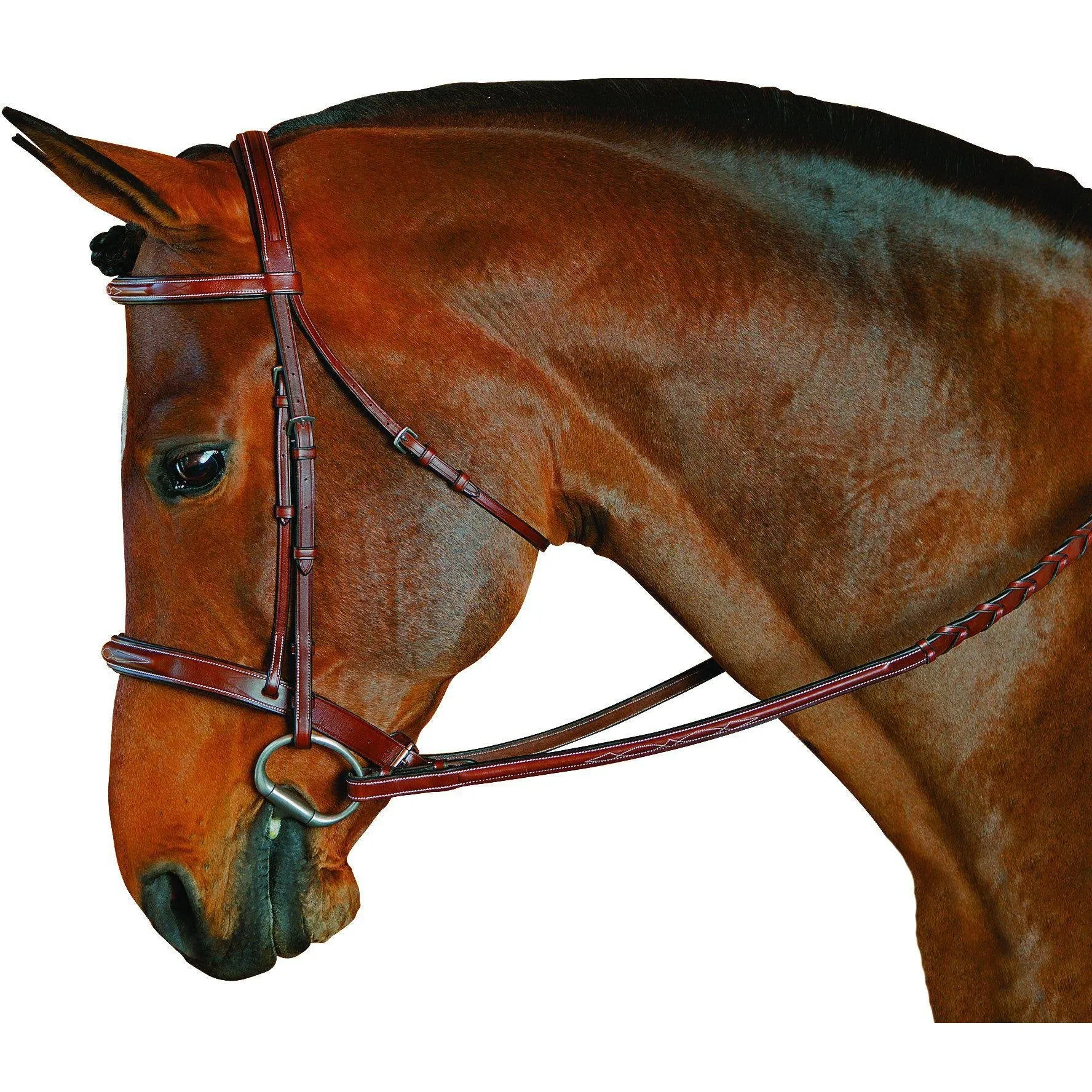 M. Toulouse Platinum Devon Snaffle Hunter Bridle Cognac With Chocolate Padding