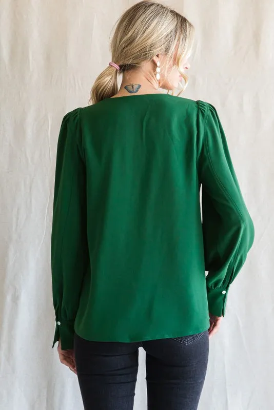 Make a Connection Blouse - Hunter Green