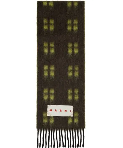 Marni Brown & Green Square Motif Scarf