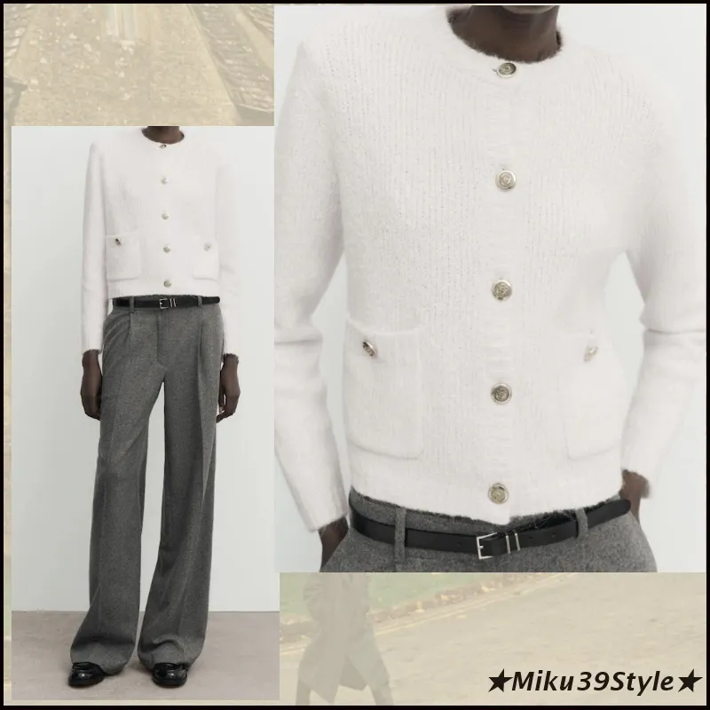 Massimo Dutti  |Casual Style Wool Long Sleeves Plain Cotton Office Style